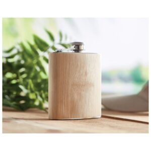 Pljoska metalna presvučena bambusom 175ml natur
