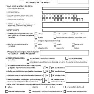Obrazac E-430 zahtjev za dječji doplatak