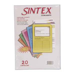 Fascikl "L" papir s prozorom A4 pk20 Sintex Blasetti F13 sortirano