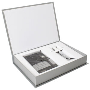 Set poklon notes Lanybook Crystal Star crte+olovka kemijska N`ice Faber Castell bijela