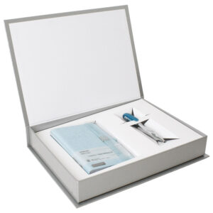 Set poklon notes Lanybook Idea Factory karo+olovka kemijska N`ice Faber Castell tirkizna