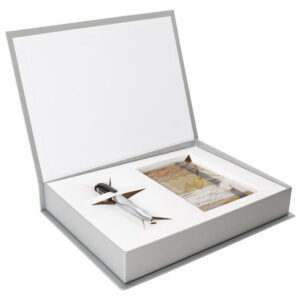 Set poklon notes Lanybook Oriental Dream karo+olovka kemijska N`ice Faber Castell siva