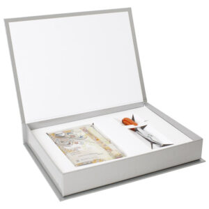Set poklon notes Lanybook Ultimate Spirit karo+olovka kemijska N`ice Faber Castell narančasta