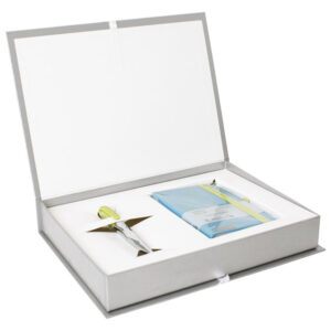 Set poklon notes Lanybook L-Y-O karo+olovka kemijska N`ice Faber Castell svijetlo zelena