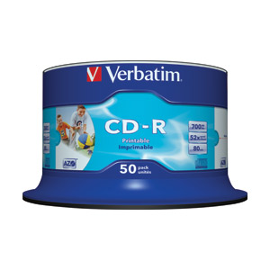 CD-R 700/80 52x spindl AZO printable pk50 Verbatim 43438