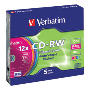 CD-RW 700/80  8x-12x slim pk5 Verbatim 43167 sortirano