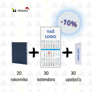 Rokovnik Porto (20 komada) + upaljač (30 komada) + trodijelni kalendar (30 komada)